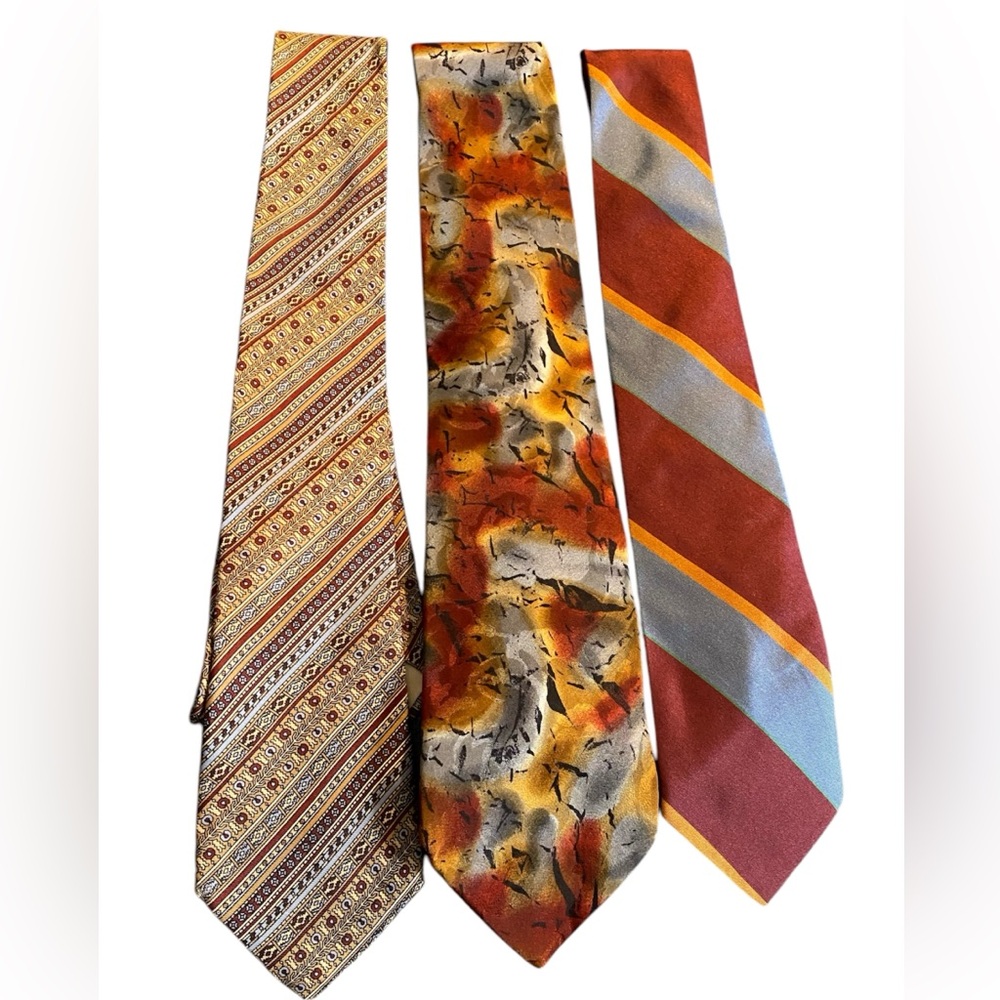 Mixed Designers Vibrant Yellow and Orange Ties with Artistic Flair